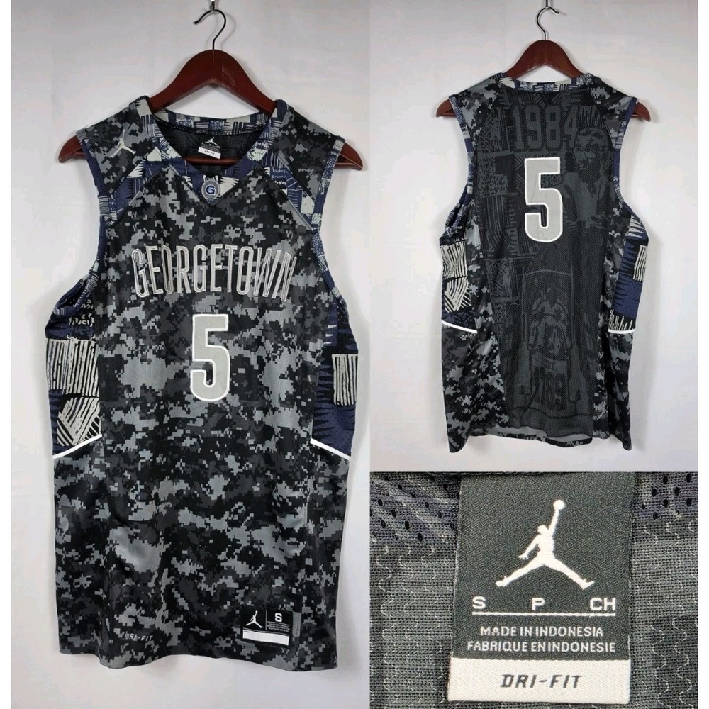 Nike Jordan Georgetown Hoyas Basketball Jersey Dri-Fit Mens S Gray Camo 3094